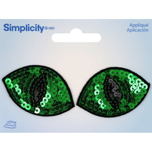 Wrights Sequin Iron-On Appliques 2/Pkg-Cat Eyes