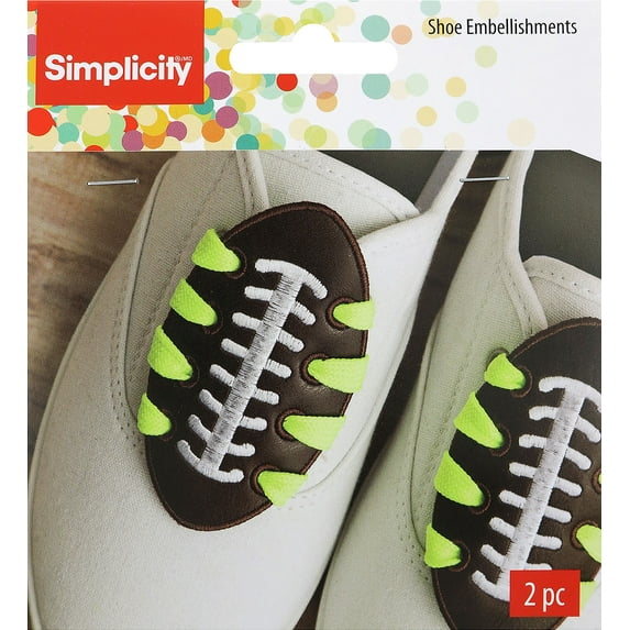 Wrights Shoe Wing Embellishment 2/Pkg-Brown Football 2.45"X4"