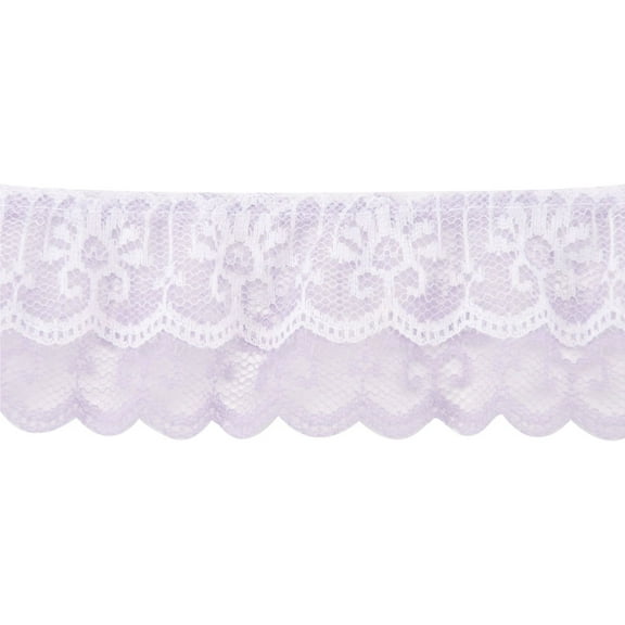 Wrights Two Tiered Ruffle Lace, 2" X 10 Yds, Lavender/White