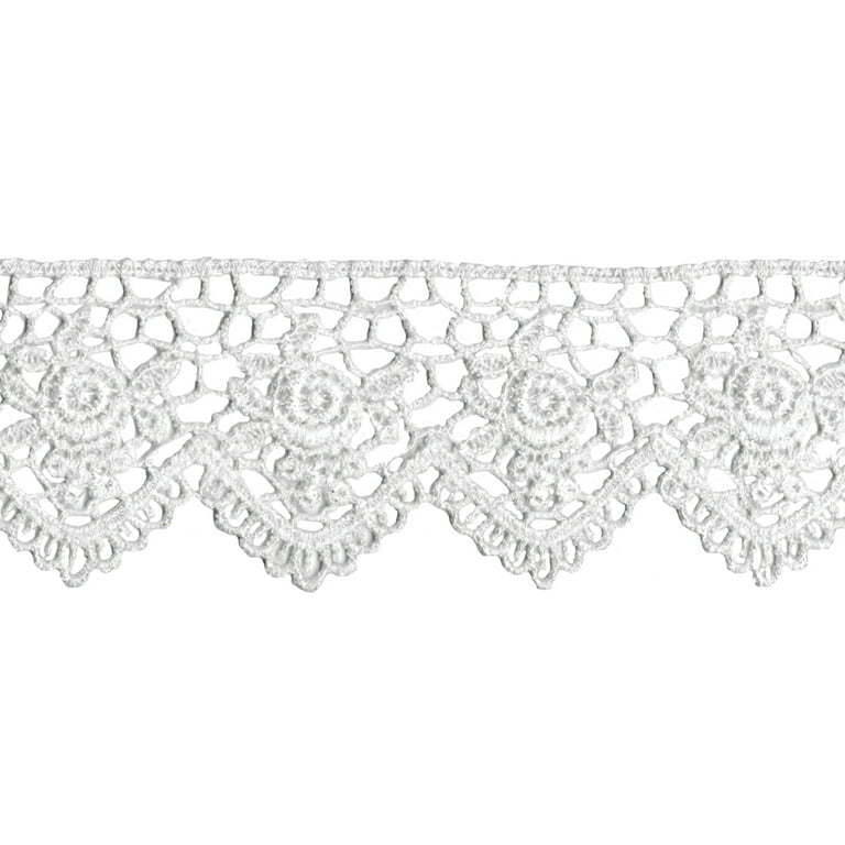 Wrights Venice Lace Scallop Edge Rose, 1-1/2 X 10 Yds, White 