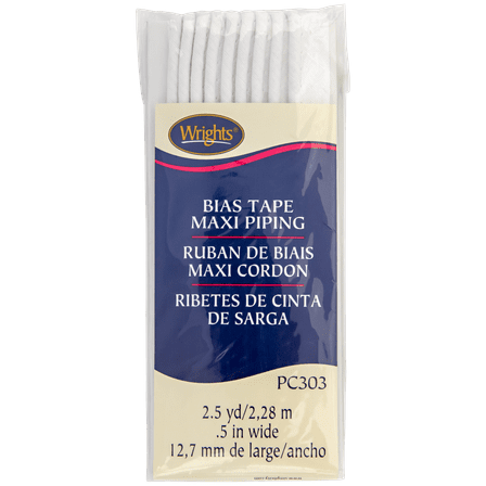 Wrights White 1/2" Maxi Corded Piping 2.5 yd Sewing Trim