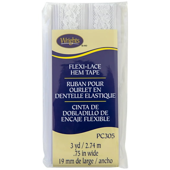 Wrights White, 3/4" Flexi Lace Hem Facing, 3 yd Sewing Trim