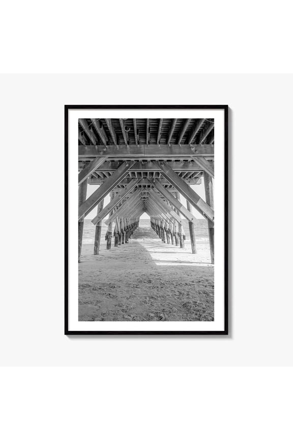 Wrightsville Beach Black And White Fine Art Photo Print North Carolina Pier Wilmington, Unframed Paper Print