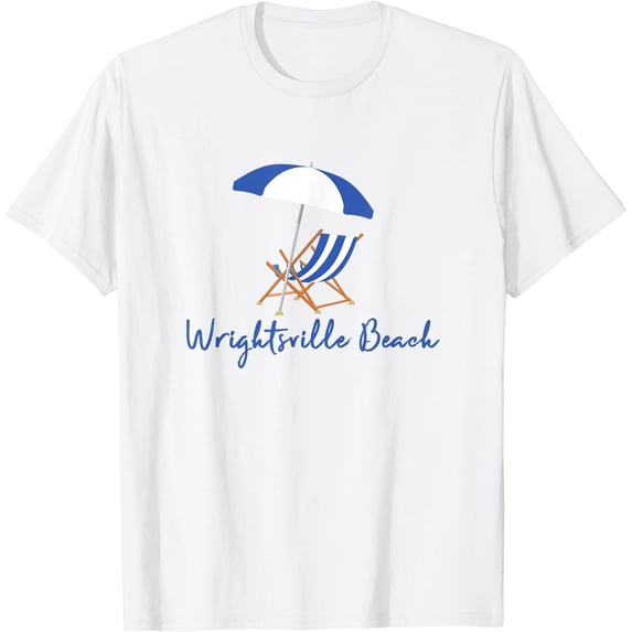 Wrightsville Beach Coastal Nautical Striped Umbrella Chair T-Shirt ...
