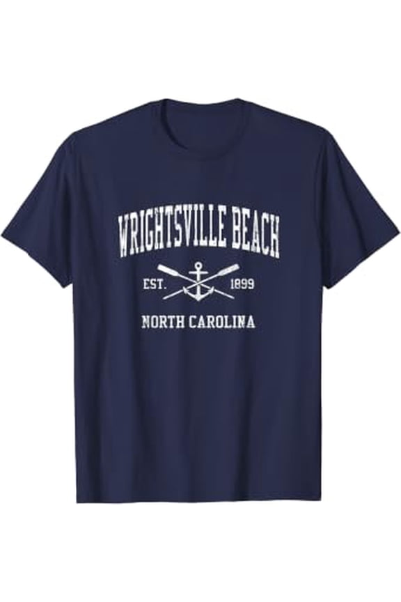 Wrightsville Beach NC Vintage Crossed Oars & Boat Anchor Spo T-Shirt