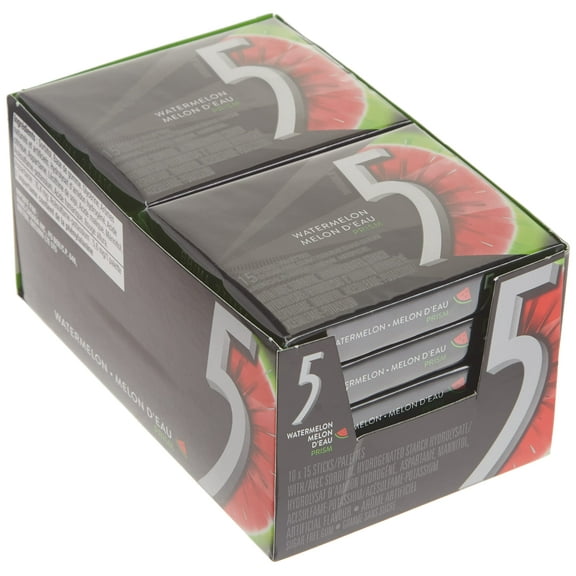 Wrigley 5 Prism Electric Watermelon Gum, 10ct x 15pcs, (Imported from Canada)