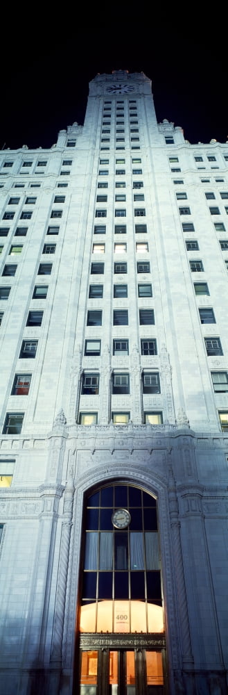 Wrigley Building at night Chicago Cook County Illinois USA Canvas Art - Panoramic Images (27 x 9)