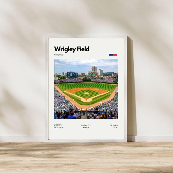 Wrigley Field Chicago Cubs Stadium Print Baseball, Unframed Poster