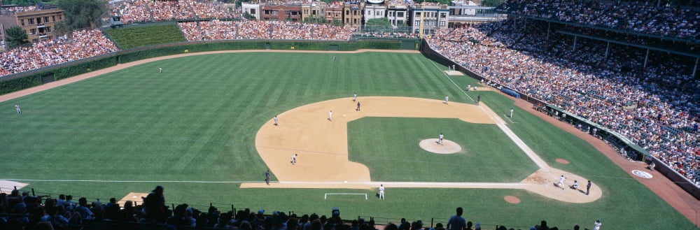 Wrigley Field Chicago Cubs v Rockies Illinois Canvas Art - Panoramic Images (36 x 12)