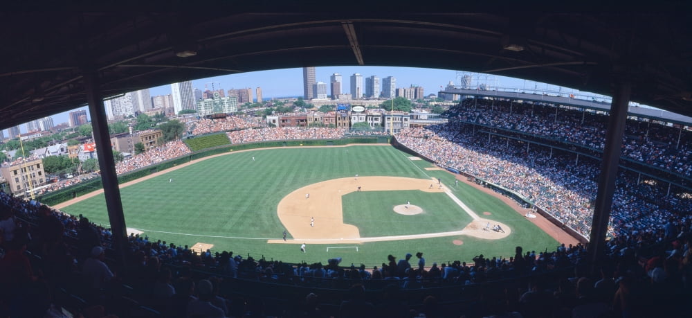 Wrigley Field Chicago Cubs v Rockies Illinois Canvas Art - Panoramic Images (36 x 12)