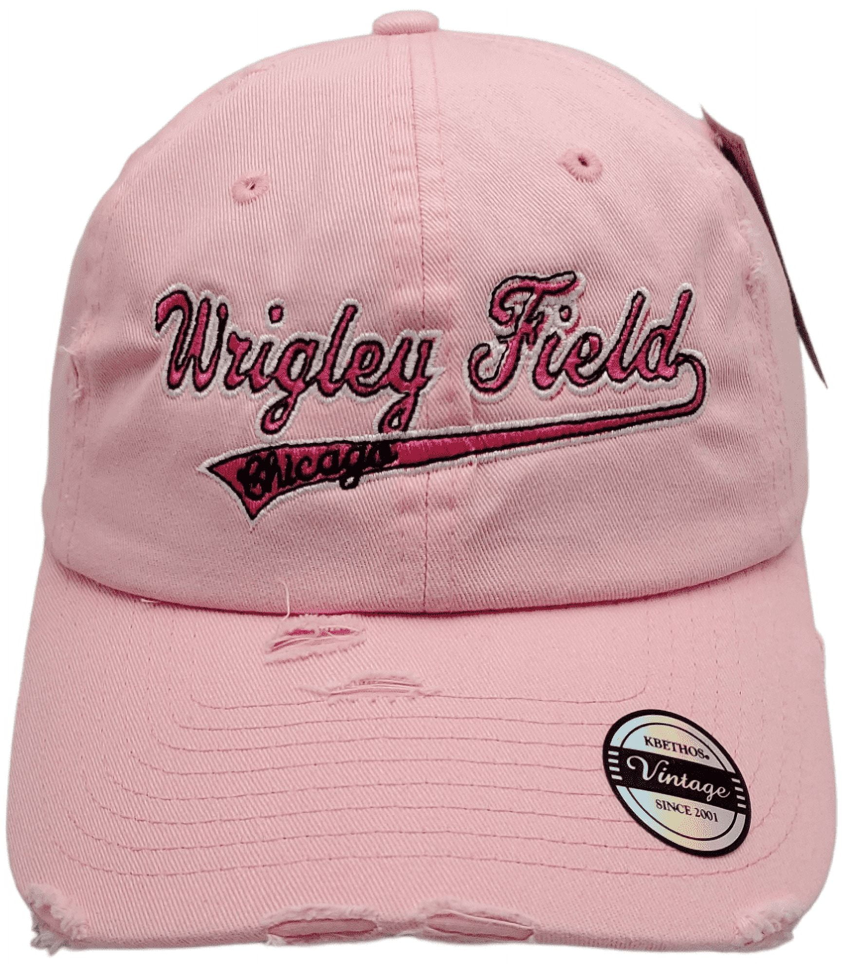 Wrigley Field Chicago Hat Distressed Script Pink