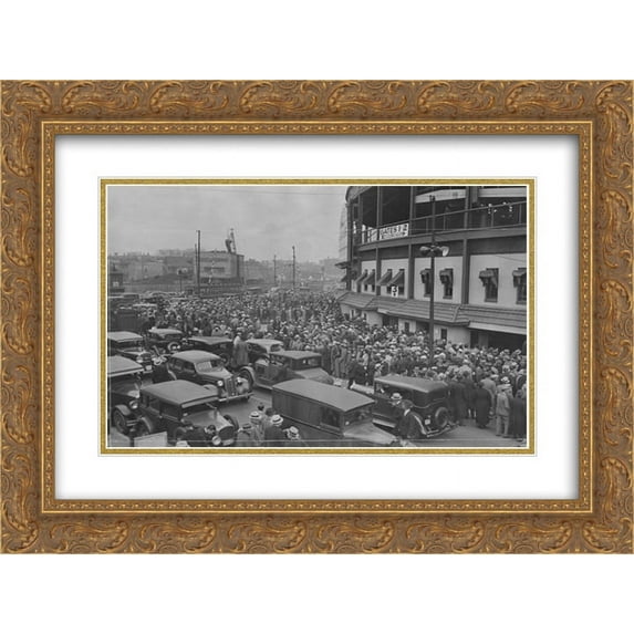 Wrigley Field Vintage 2x Matted 24x20 Gold Ornate Framed Art Print from the Stadium Series