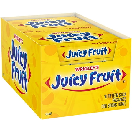 Wrigley Juicy Fruit Chewing Gum, 15 Stick Pack of 10, 150 Gum Pieces