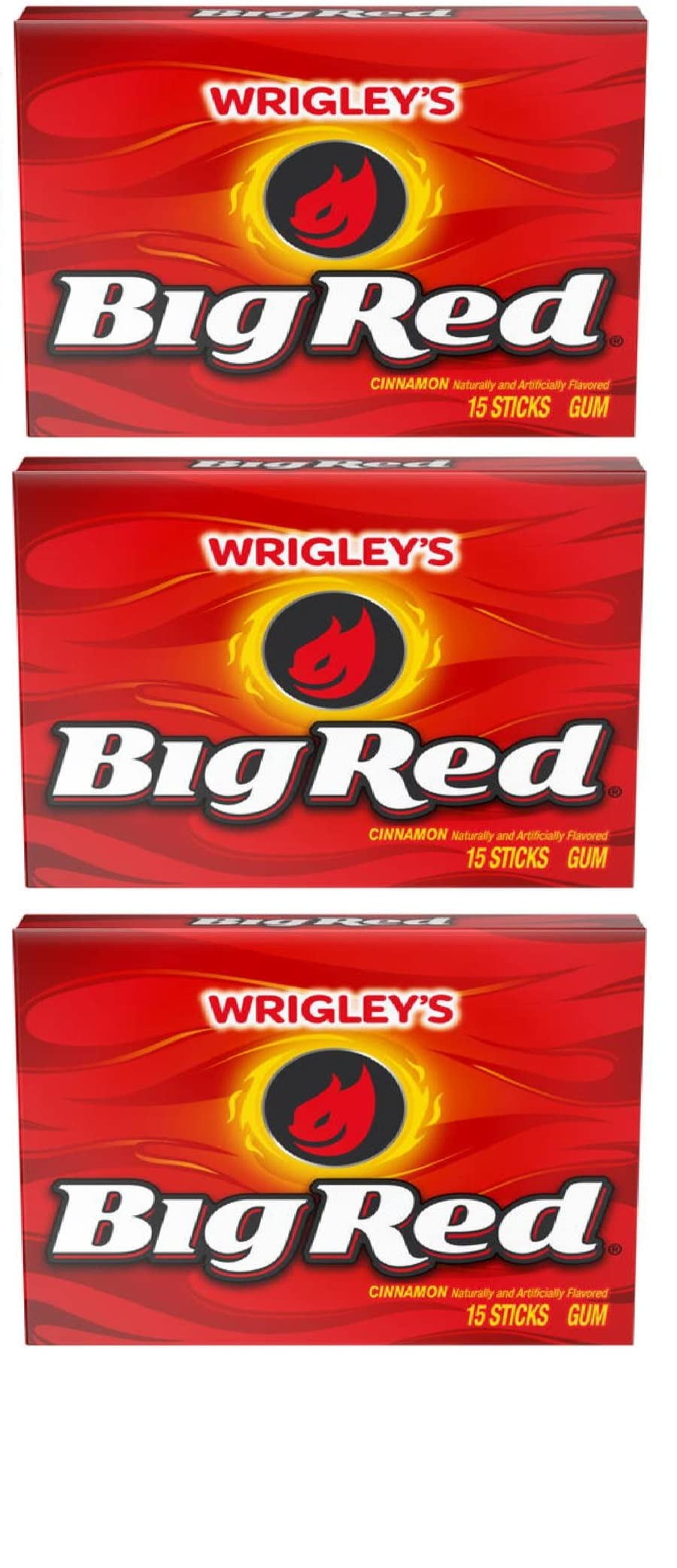  Big Red Wrigley's Cinnamon Gum, 3 Fifteen-Stick Packs