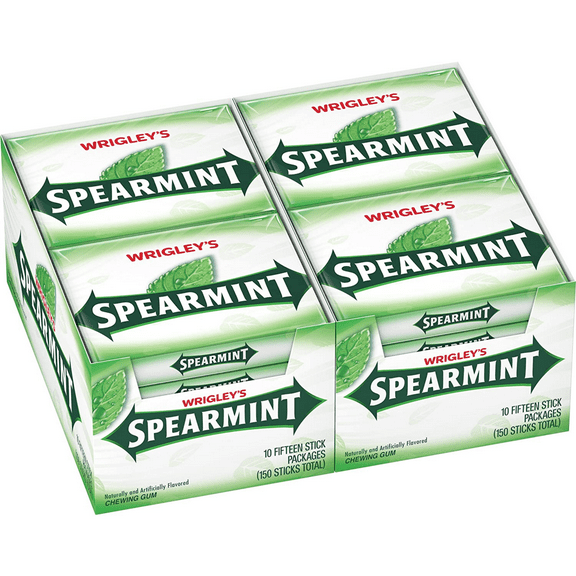 Wrigley Slim Pack Spearmint Chewing Gum 15Pcs Ea. Pack (20 Pack Double Up)