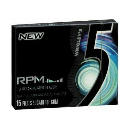 Wrigley's 5 Gum RPM Mint, 15 count Packages (2 Packs of 10)