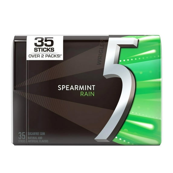 Wrigley's 5 Spearmint Rain Sugarfree Gum (Pack of 10)