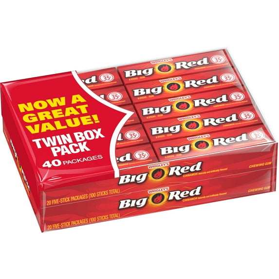 Wrigley's Big Red Cinnamon Chewing Gum Bulk - 5 Stick (Pack of 20)