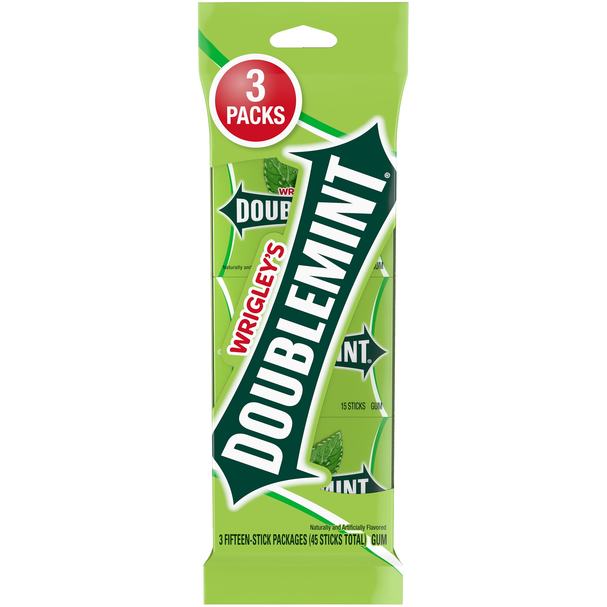 Wrigley's Doublemint Bulk Chewing Gum, Value Pack - 15 Count (3 Pack - Total of 45 Pieces)