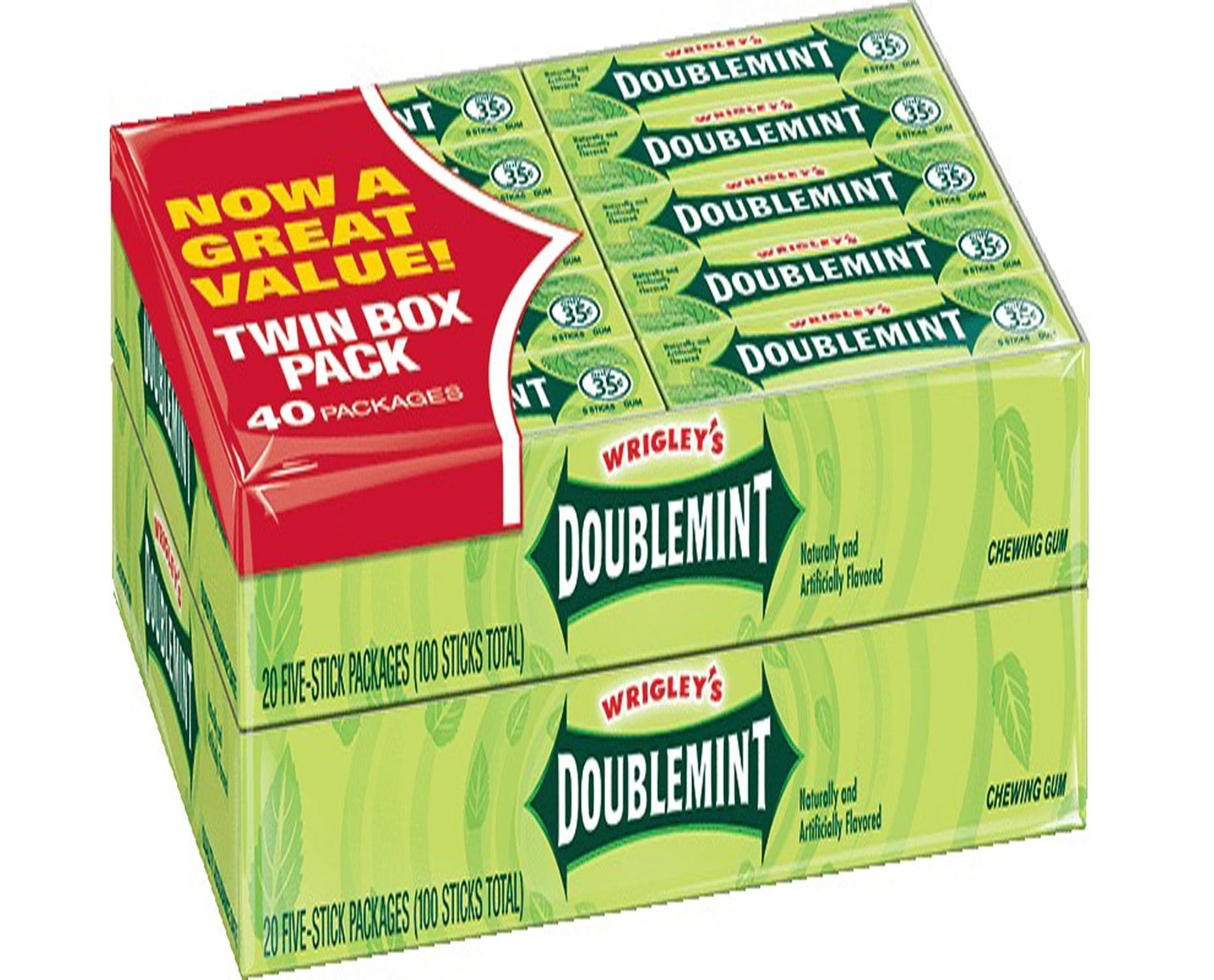 Wrigleys Doublemint Chewing Gum, 5-count 40 Packs