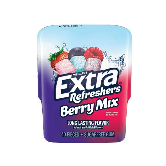 Wrigley's Extra Refreshers Berry Mix Gum | 40 Pieces Per Bottle | 4 Bottles