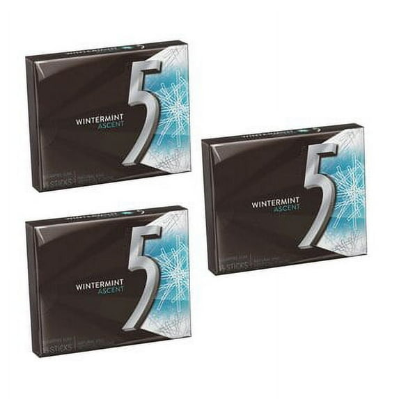 Wrigley's Five Sugar Free Gum 15 Sticks - Wintermint Ascent 3 Pack