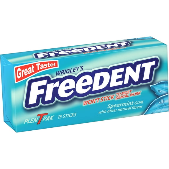 Wrigley's Freedent Spearmint Chewing Gum, Single Pack - 15 Pieces