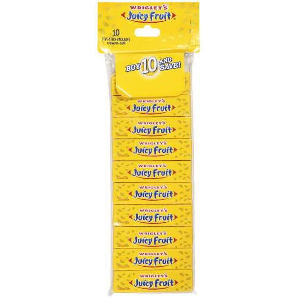 Wrigley's Juicy Fruit Flavor Gum, 5 Pieces, 10 Count