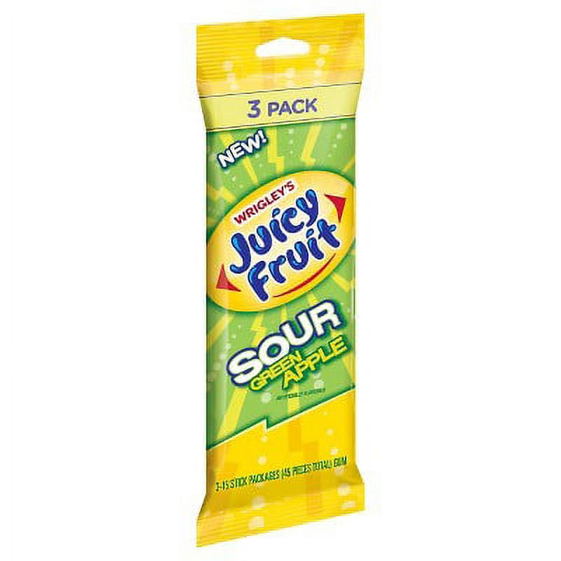 Wrigley's Juicy Fruit Sour Green Apple Gum, 3 Ct