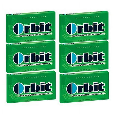 Wrigley's Orbit Sugar Free Gum 14 Pieces - Spearmint Gum [ 6 Pack ]