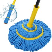 Wringing Twist Mop for Floor Cleaning, Long Handled Microfiber Floor Mop with Top Scouring Pad for Kitchen, Hardwood, Restaurant, Bathroom, Garages, Warehouses, Office,57-inch