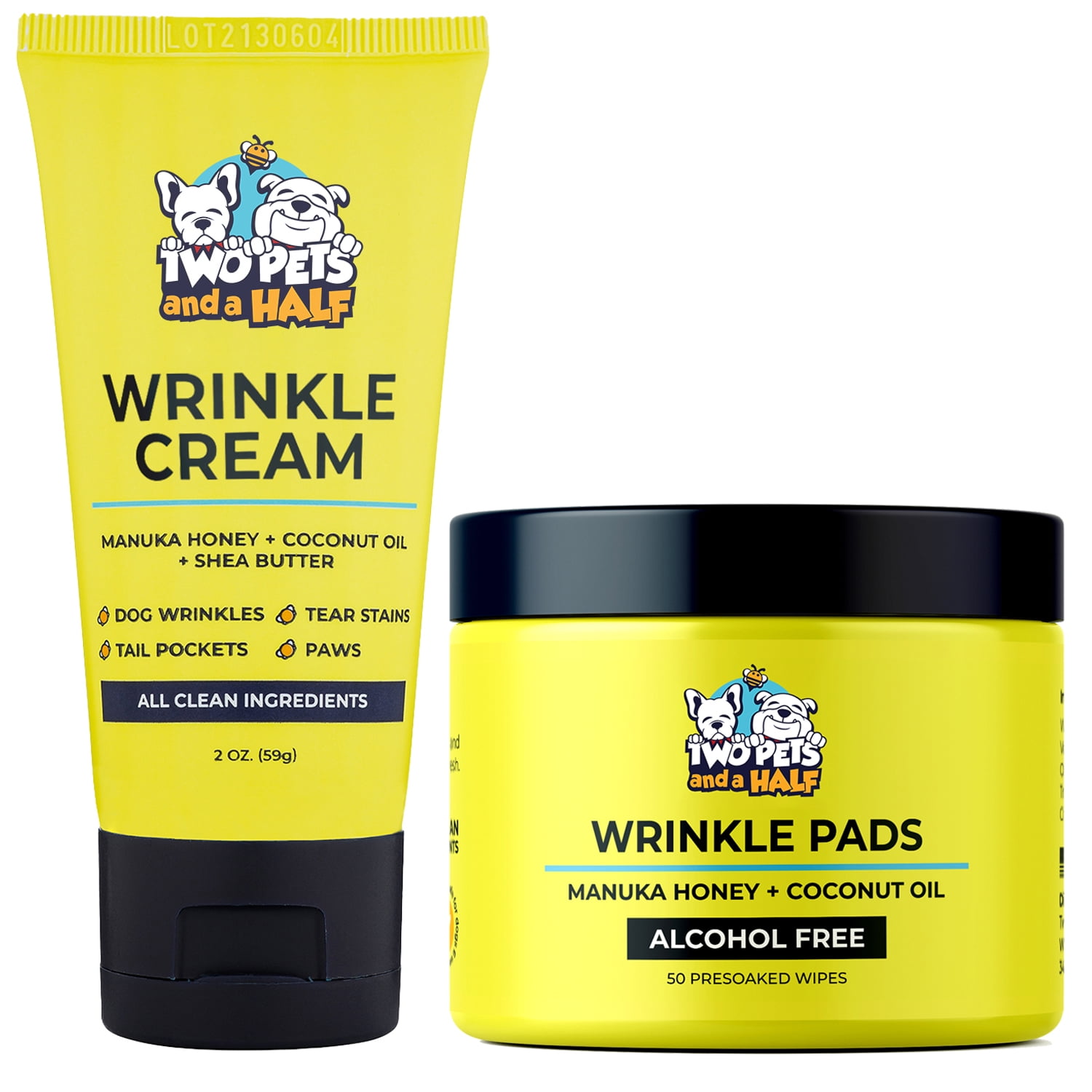 Wrinkle Cream for Bulldog 2Oz+50 Wrinkles Wipes For BulldogsHelps Rashs, Tail Pockets, Tear