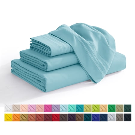 Elegant Comfort Luxury Aqua Blue King Sheet Set, Wrinkle & Fade Resistant, Soft Microfiber