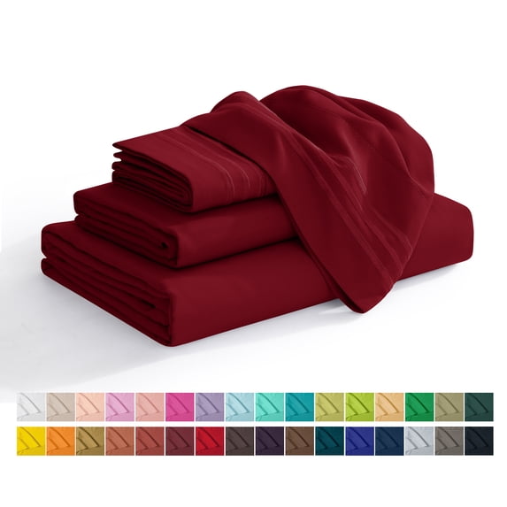 Elegant Comfort 4-Piece Microfiber Bed Sheet Set, Soft & Breathable, Wrinkle & Fade Resistant, Deep Pocket, Queen, Burgundy
