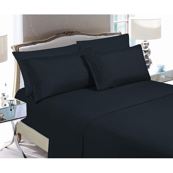 1500 Series Microfiber Sheet Set -Deep Pocket, Wrinkle & Fade Resistant, Breathable Sheets - Full, Black