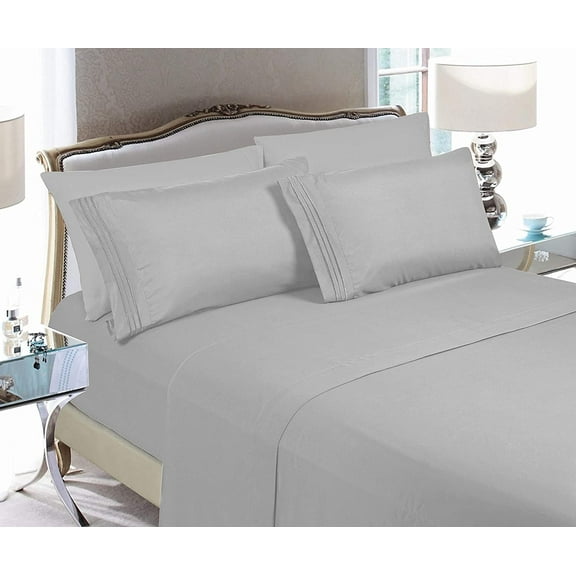 Wrinkle & Fade Resistant, Silky Microfiber Sheet Set - Super Soft 1500 Series, Deep Pocket - Queen, Silver