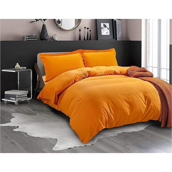 1500 Collection 3pc Duvet Cover Set with Pillow Shams King/Cali King, Elite Orange