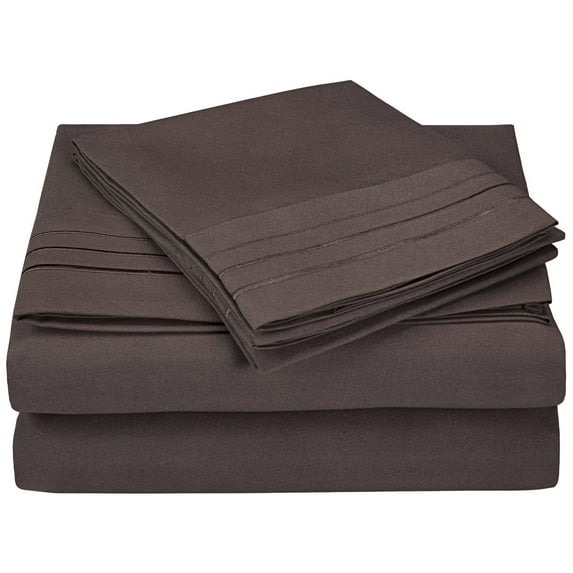 Wrinkle-Free 3-Line Embroidery Sheet Set Charcoal / Cal King