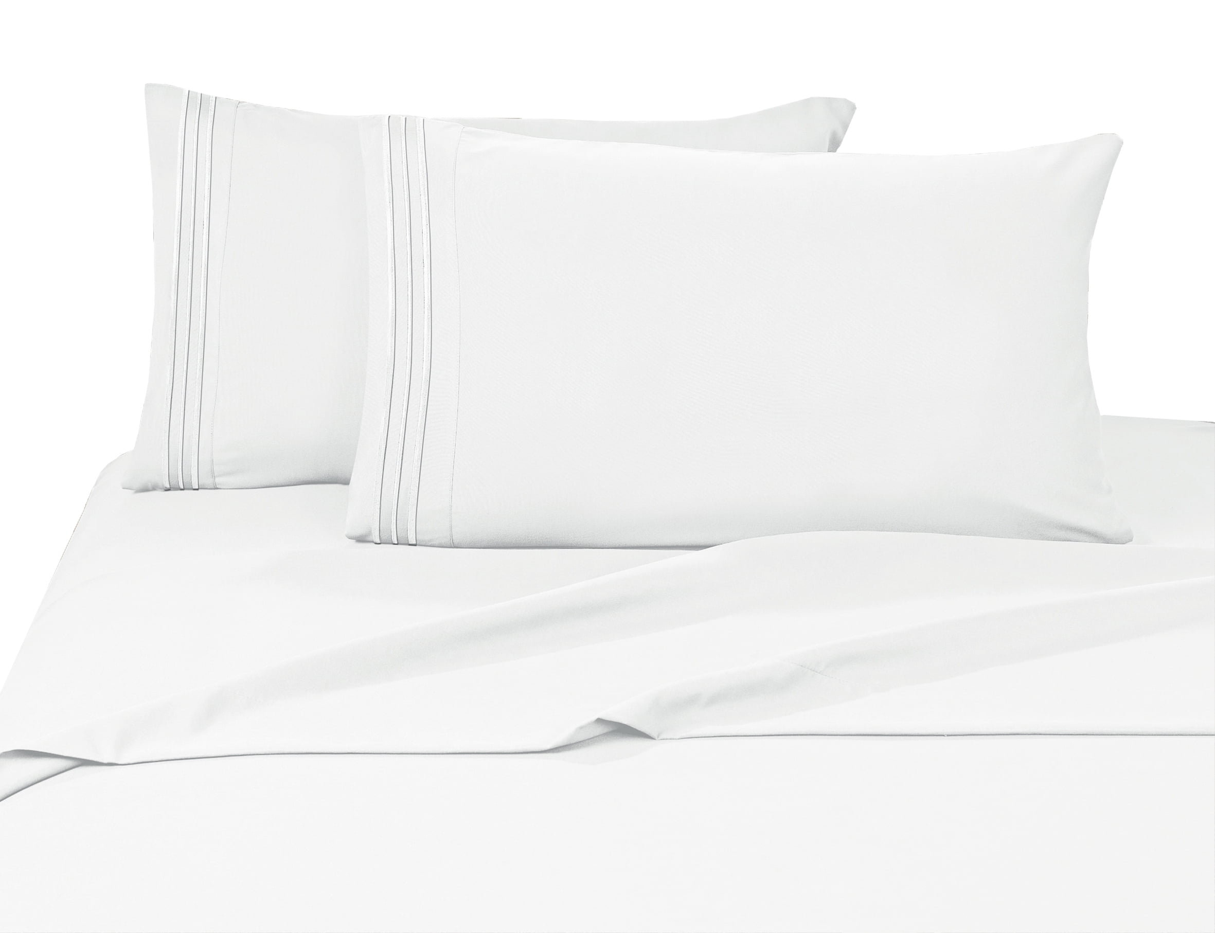 Wrinkle-Free 3-Piece Bed Sheet Set Deep Pocket up to 16 inch Twin White