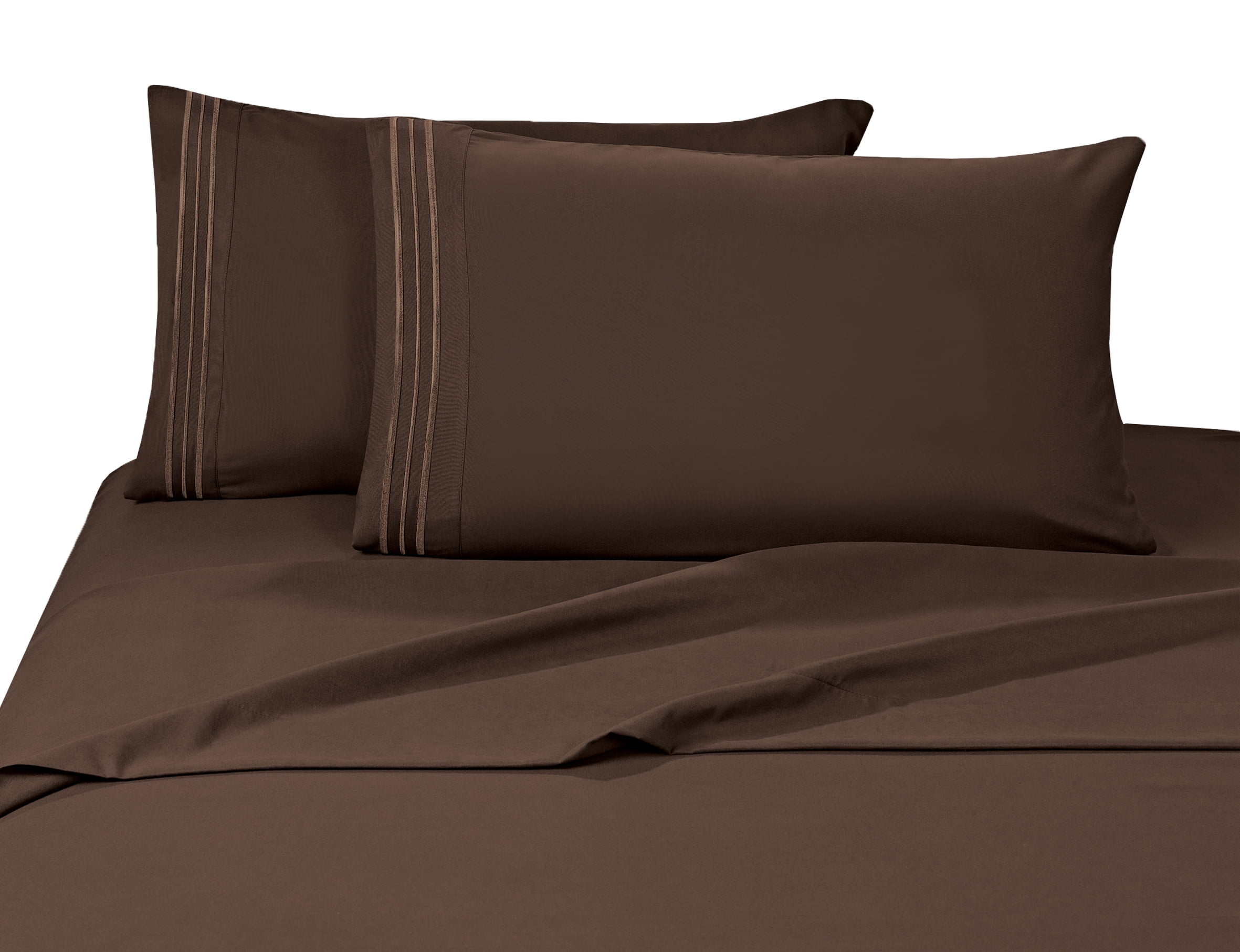 Wrinkle-Free 4-Piece Bed Sheet Set Deep Pocket up to 16 inch Queen Chocolate Brown