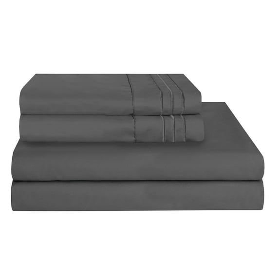Wrinkle Free 4 Piece Bed Sheet Set Microfiber Deep Pocket up to 16 inch, California King, Grey