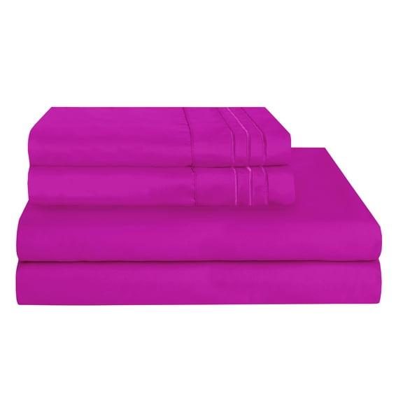 Wrinkle Free 4 Piece Bed Sheet Set Microfiber Deep Pocket up to 16 inch, Queen, Hot Pink