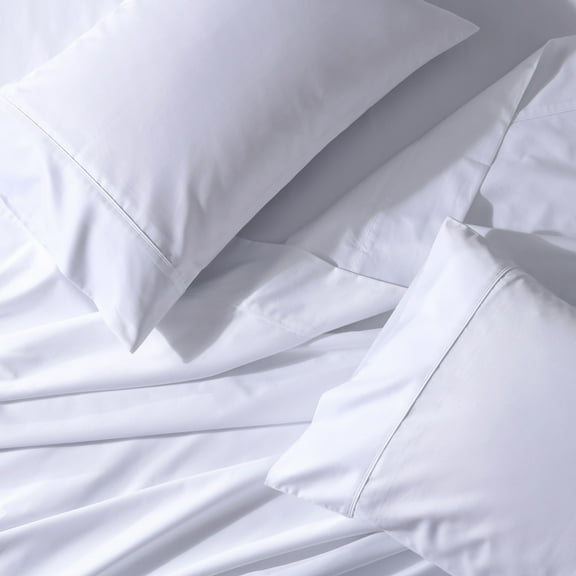 Wrinkle-Free 650 Thread Count Cotton Blend Solid Sheet Sets - Split California King - White