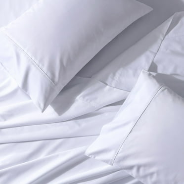 Wrinkle-Free 650 Thread Count Cotton Blend Solid Sheet Sets - Split King - White