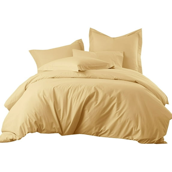 Wrinkle-Free 650 Thread Count Cotton Duvet Cover Set - Full/Queen - Gold