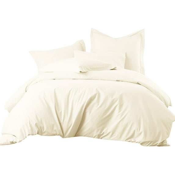 Wrinkle-Free 650 Thread Count Cotton Duvet Cover Set - Twin/Twin XL - Ivory