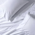 thumbnail image 1 of Wrinkle-Free 650 Thread Count Solid Cotton Blend Sheets Easy Care Sheet Set With Deep Pockets - California King - White, 1 of 2