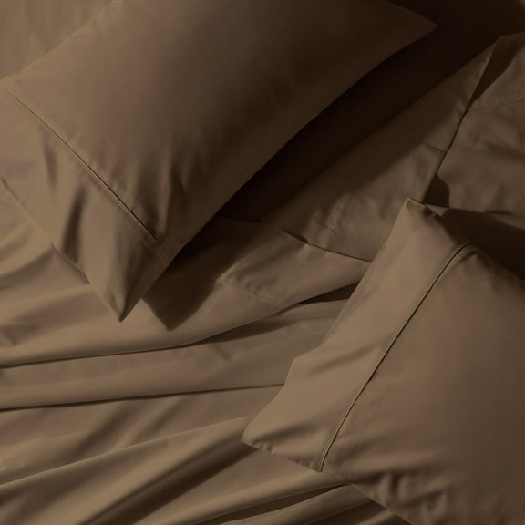 Wrinkle-Free 650 Thread Count Solid Cotton Blend Sheets Easy Care Sheet Set With Deep Pockets - King - Linen