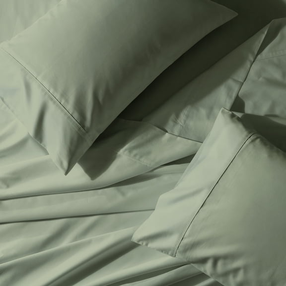 Wrinkle-Free 650 Thread Count Cotton Blend Solid Sheet Sets - Split California King - Sage