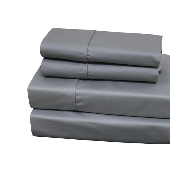 Wrinkle-Free 650 Thread Count Solid Cotton Blend Sheets Easy Care Sheet Set With Deep Pockets - Twin Xl - Gray